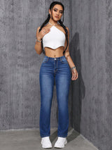 Large Size Deep Blue Hit Straight Leg Jeans