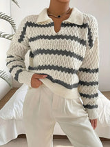 Fashion Polo Collar Pullover Women