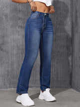 Large Size Deep Blue Hit Straight Leg Jeans