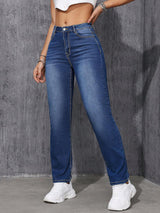 Large Size Deep Blue Hit Straight Leg Jeans