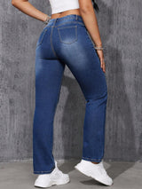 Large Size Deep Blue Hit Straight Leg Jeans