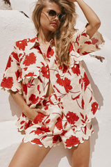 Fashion Lace Print Fashion Suit Women