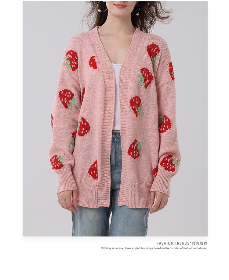 Women's Comfort And Casual Strawberry Sweater