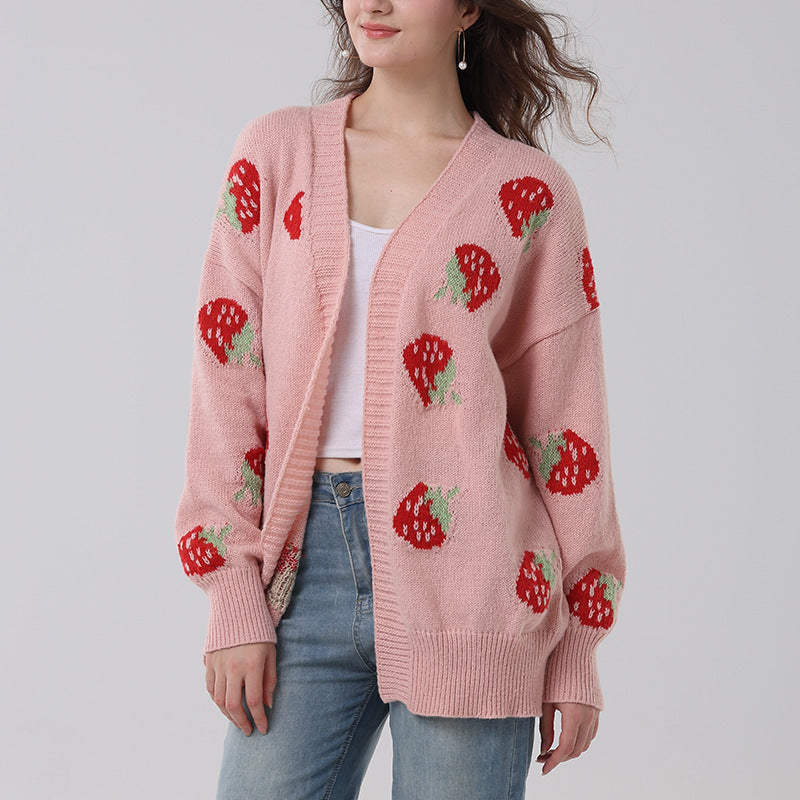 Women's Comfort And Casual Strawberry Sweater