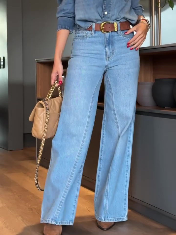 Light Blue High Waist Wide Leg Jeans