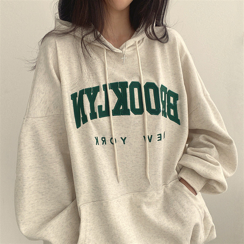 Letter Printed Hoodie Female American Style
